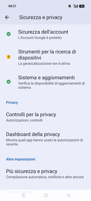 Scorri e seleziona Piú sicurezza e privacy