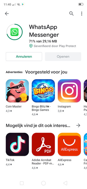 Wacht tot het installatieproces beëindigd is