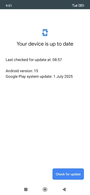 If your phone is up to date, you will see the following screen