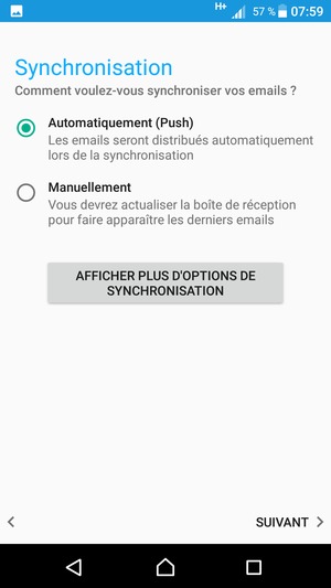 Sélectionnez votre option préférée et sélectionnez SUIVANT