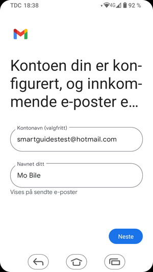 Gi kontoen din et navn, og skriv inn navnet ditt. Velg Neste