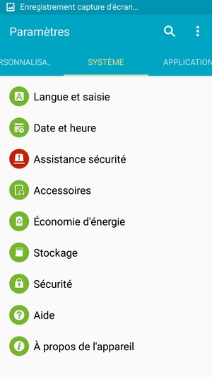Sélectionnez SYSTÈME ou PLUS