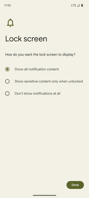 Select your preferred option and select Done
