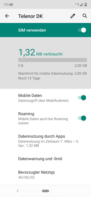 Schalten Sie Roaming an oder aus