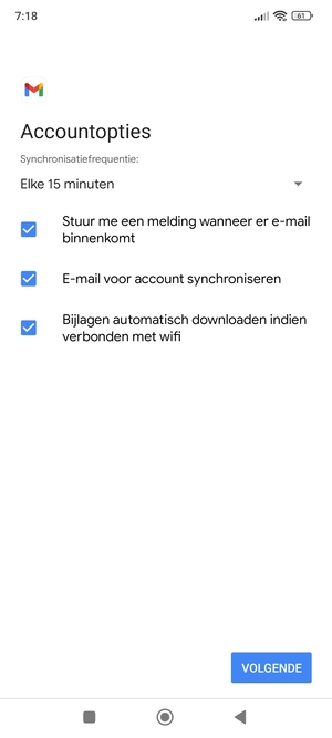 Selecteer VOLGENDE