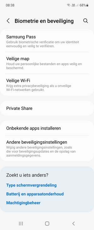 Scroll naar en selecteer Andere beveiligingsinstellingen