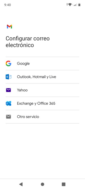 Seleccione Outlook, Hotmail y Live