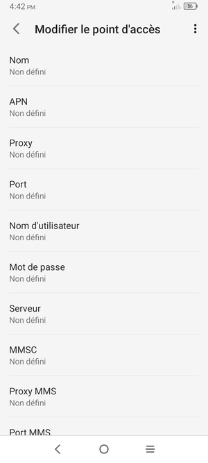 Saisissez les informations Internet