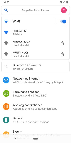 Du er nu tilsluttet Wi-Fi netværket