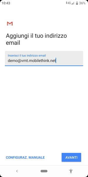 Inserisci il tuo indirizzo email e seleziona AVANTI