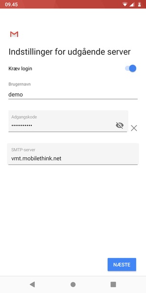 Indtast udgående serveradresse