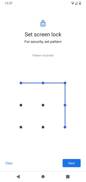 Draw an unlock pattern and select Next
