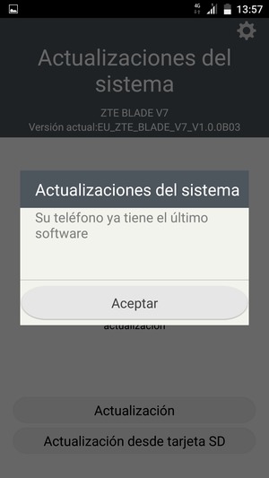 Si su teléfono está actualizado, seleccione Aceptar