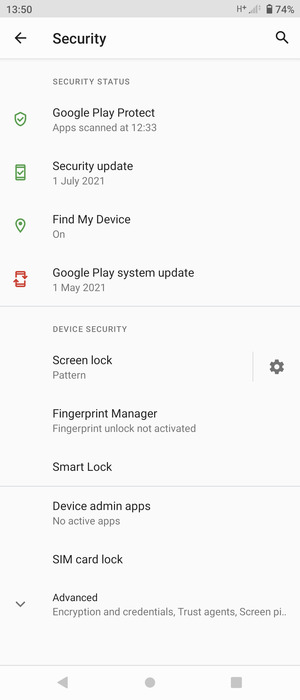 To change the PIN for the SIM card, scroll to and select SIM card lock