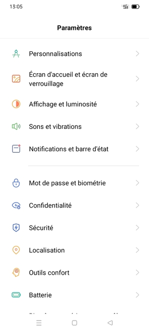 Faites défiler et sélectionnez Sécurité