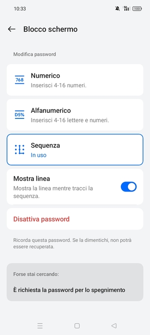 Il tuo telefono è ora protetto dal blocco schermo