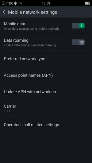 Select Acces point names (APN)