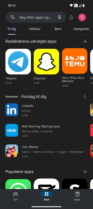 Vælg søgefeltet