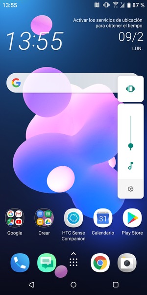 Seleccione Vibración para cambiar al modo silencio