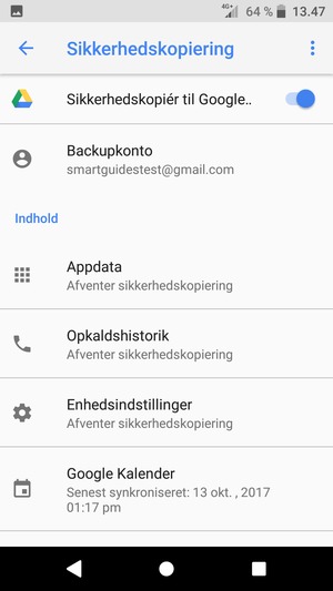 Vælg Backupkonto