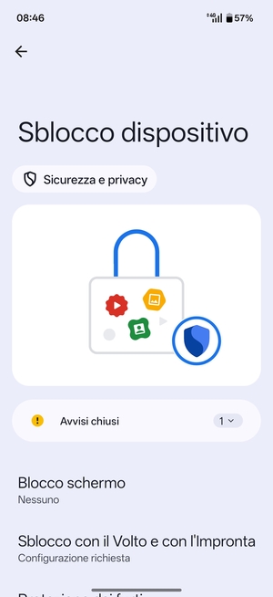 Seleziona Blocco schermo