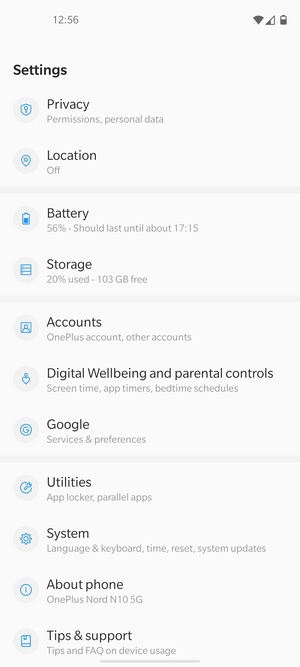 Scroll to and select System