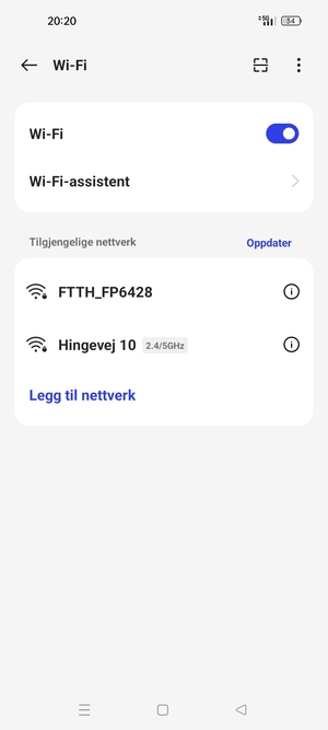 Velg det trådløse nettverket du vil koble til