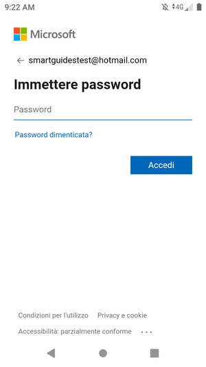 Inserisci la tua password e seleziona Accedi
