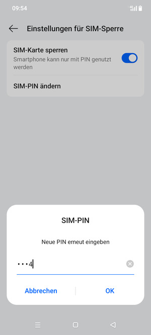 Bestätigen Sie Ihre neue PIN für die SIM-Karte und wählen Sie OK