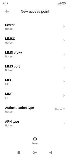 Scroll down and enter MMS information