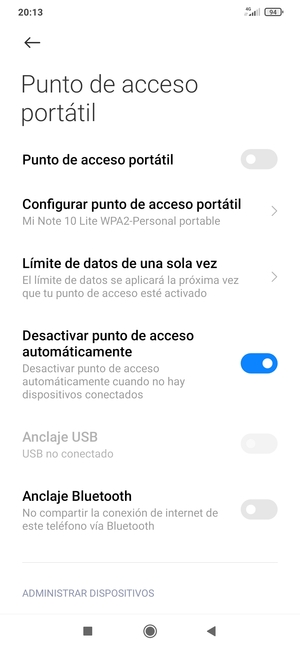 Seleccione Configurar punto de acceso portátil