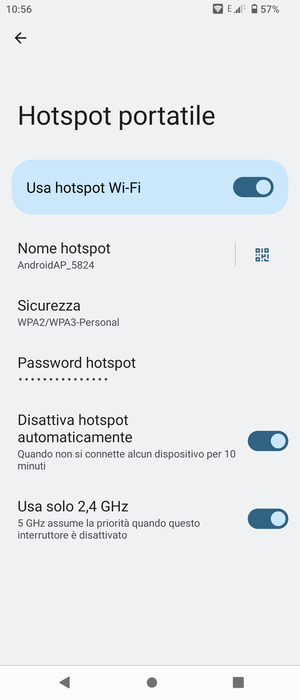 Il telefono è ora pronto per essere usato come modem
