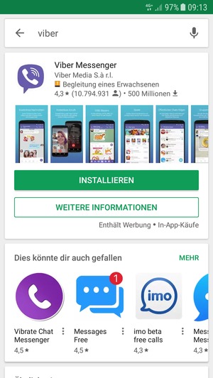 Wählen Sie die App