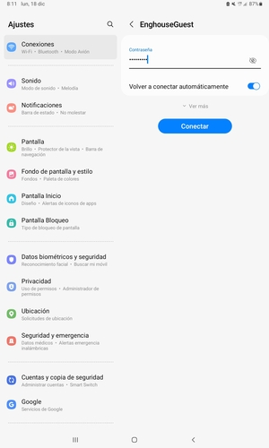 Introduzca la contraseña de Wi-Fi y seleccione Conectar