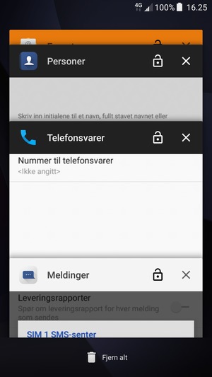 Velg Fjern alt for å lukke alle programmer som kjører
