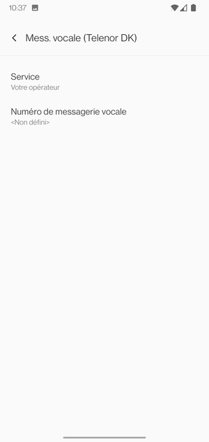 Sélectionnez Numéro de messagerie vocale