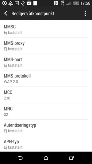 Scrolla ner och ange MMS-information
