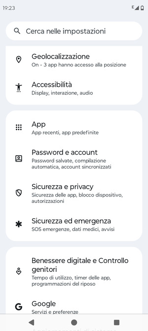 Scorri e seleziona Password e account