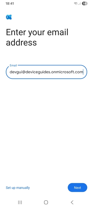 Enter your Email address and  select Set up manually