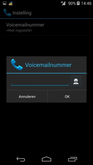 Voer het Voicemailnummer in en selecteer OK
