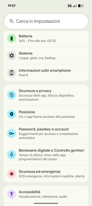 Scorri e seleziona Posizione