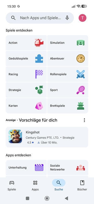 Wählen Sie die Suchleiste