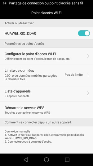 Votre téléphone est maintenant configuré pour être utilisé comme modem