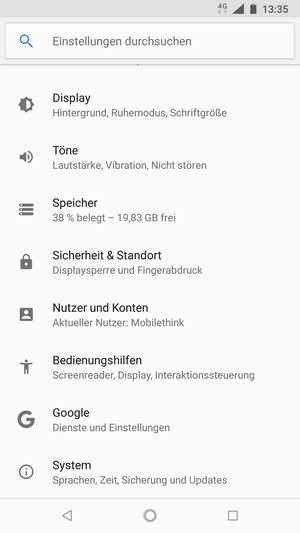 Scrollen Sie und wählen Sie System