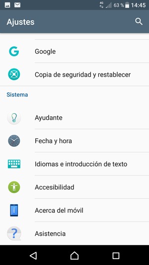 Desplácese y seleccione Acerca del móvil