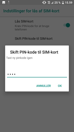 Bekræft din nye PIN-kode til SIM-kort og vælg OK