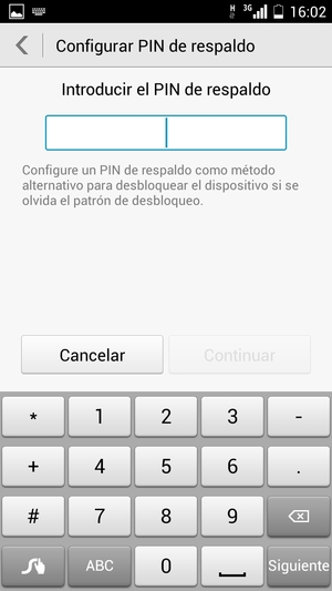Introduzca un PIN de respaldo  y seleccione Continuar
