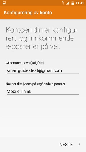 Gi kontoen din et navn, og skriv inn navnet ditt. Velg NESTE