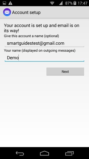Give your account a name and enter your name. Select Next