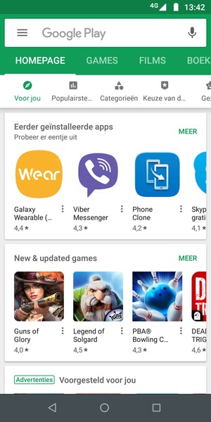 Selecteer de zoekbalk